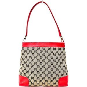 Gucci Shoulder Bag Black Red Canvas